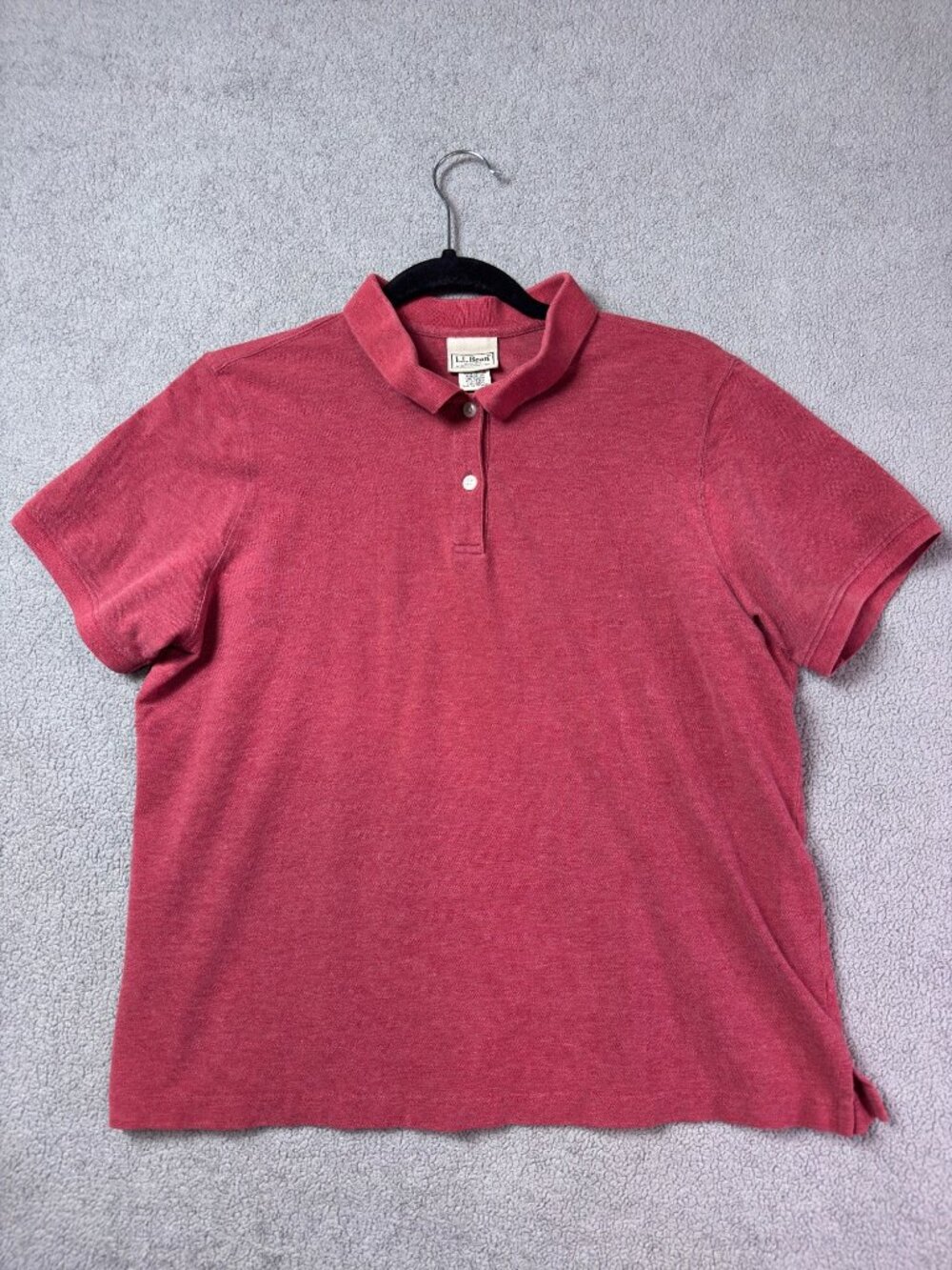 LL Bean Red 100% Cotton Short Sleeve Polo Shirt Large